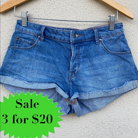 Roxy Pants - ROXY cut off jean shorts cuff denim juniors blue